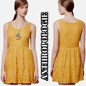 ANTHROPOLOGIE Moulinette Soeurs Bergamot Yellow Lace Dress | M